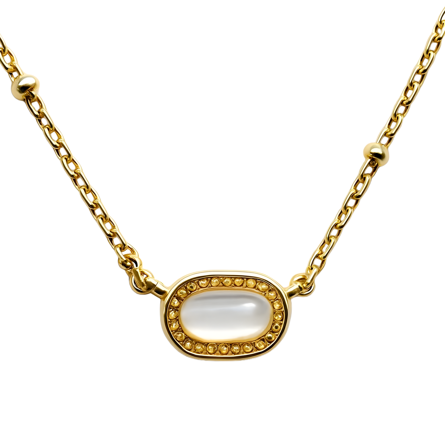 Gold Plated White Enamel Presley Halo Necklace