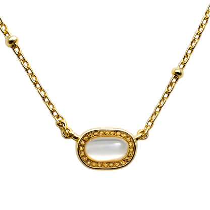 Gold Plated White Enamel Presley Halo Necklace