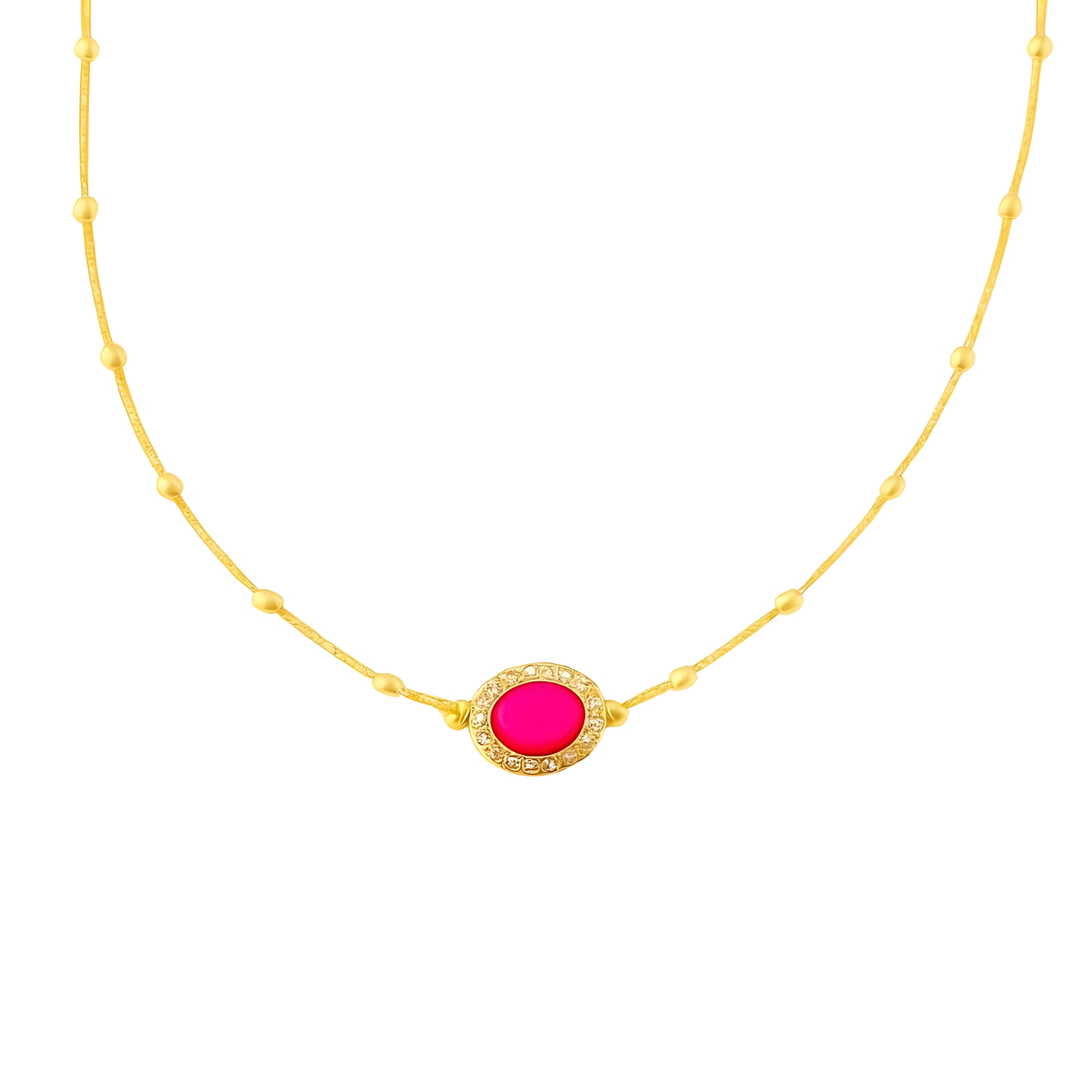 Gold Plated White Enamel Presley Halo Necklace