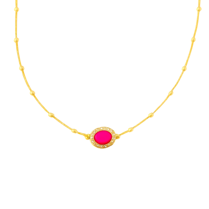 Gold Plated White Enamel Presley Halo Necklace