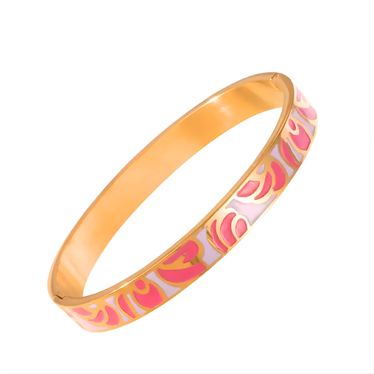 Gold Floral Enamel Madison Bangle