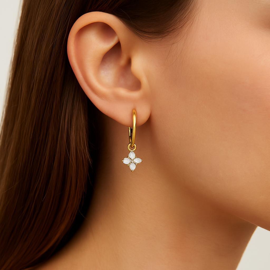 14K Vermeil Flower Drop Earrings