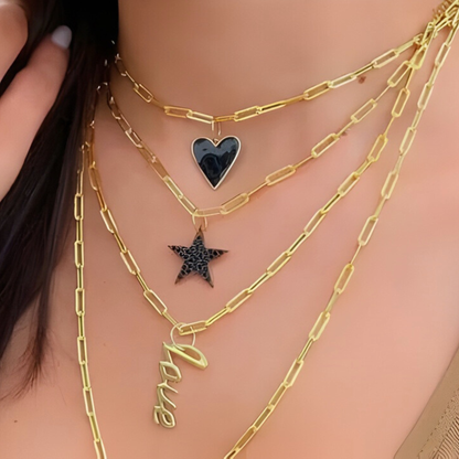 Black Enamel Izzy Heart Necklace