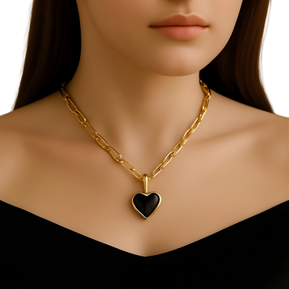 Black Enamel Izzy Heart Necklace