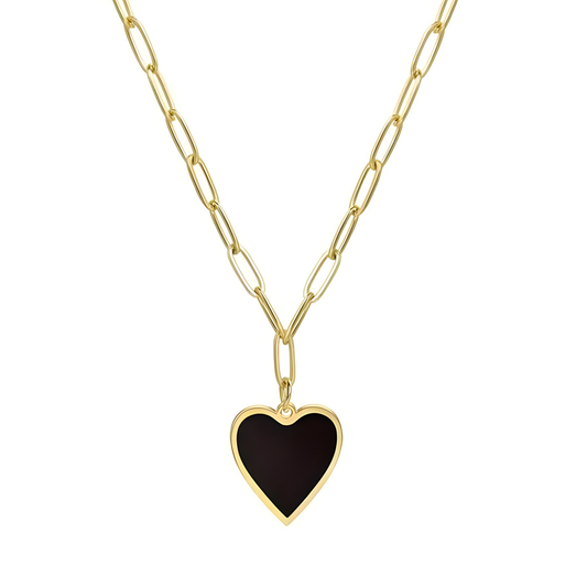 Black Enamel Izzy Heart Necklace