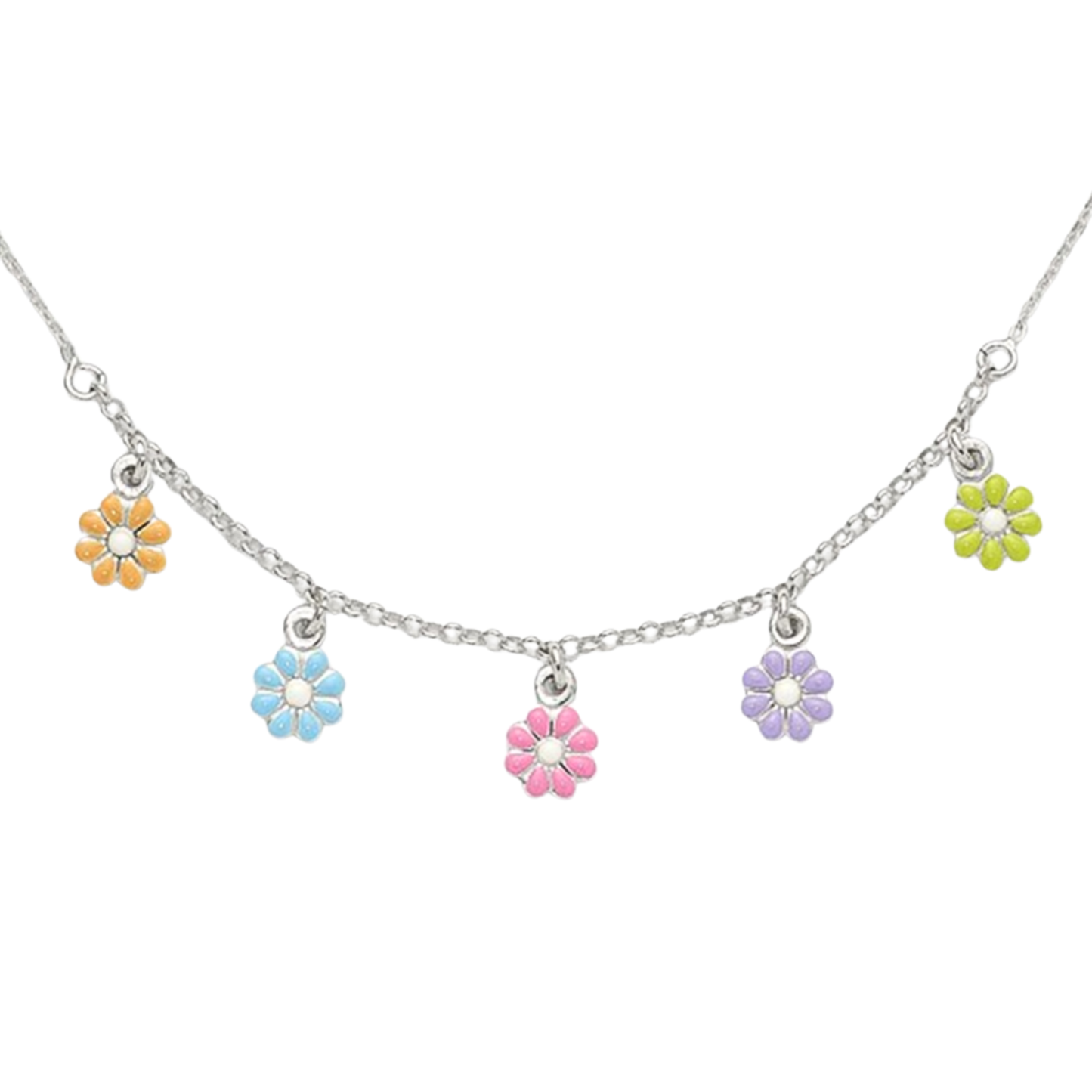 Sterling Silver Chloe Flower Enamel Necklace