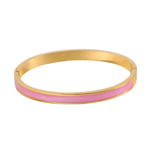 Gold & Pink Enamel Madison Bangle