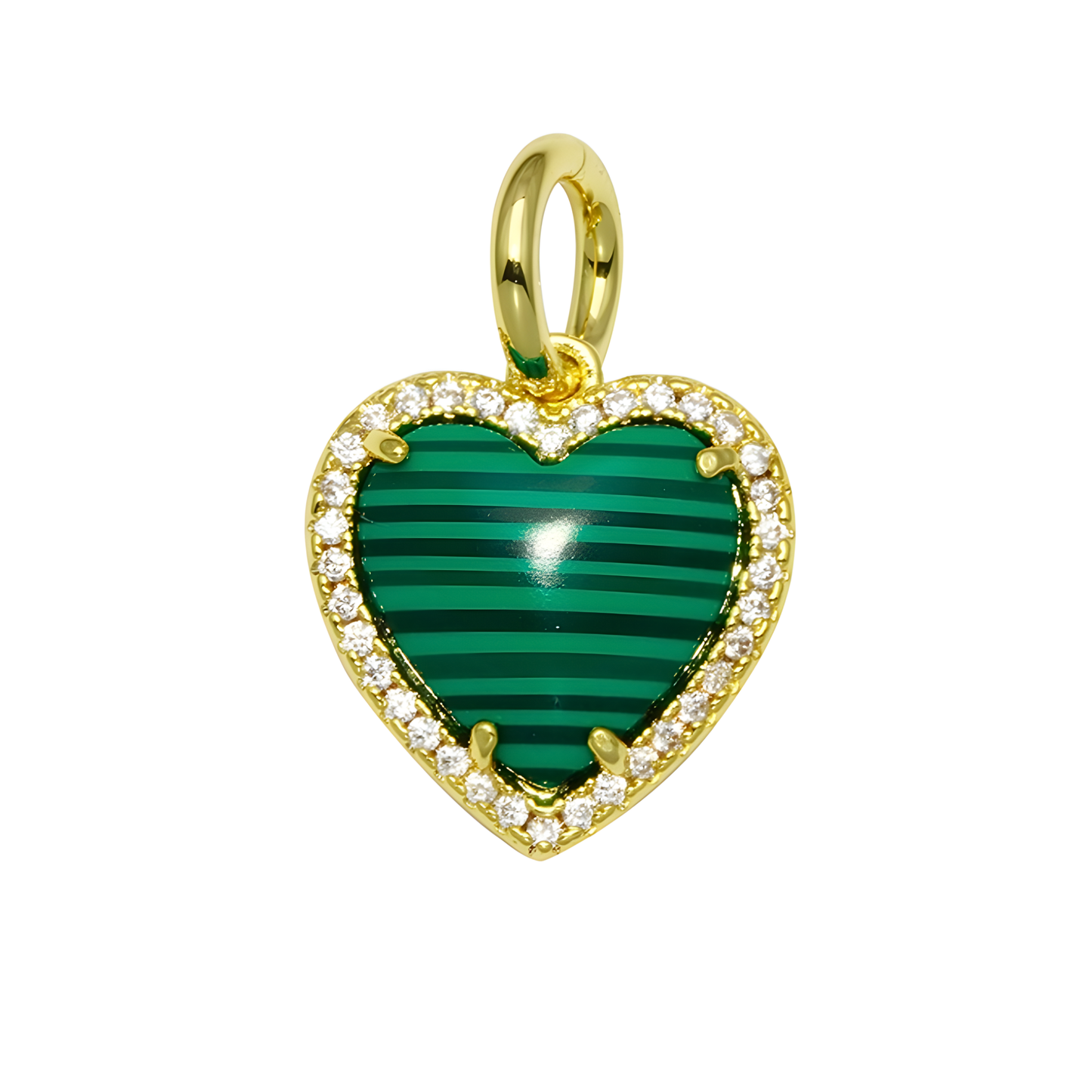 Gold Vermeil Julia Malachite Mini Heart Charm