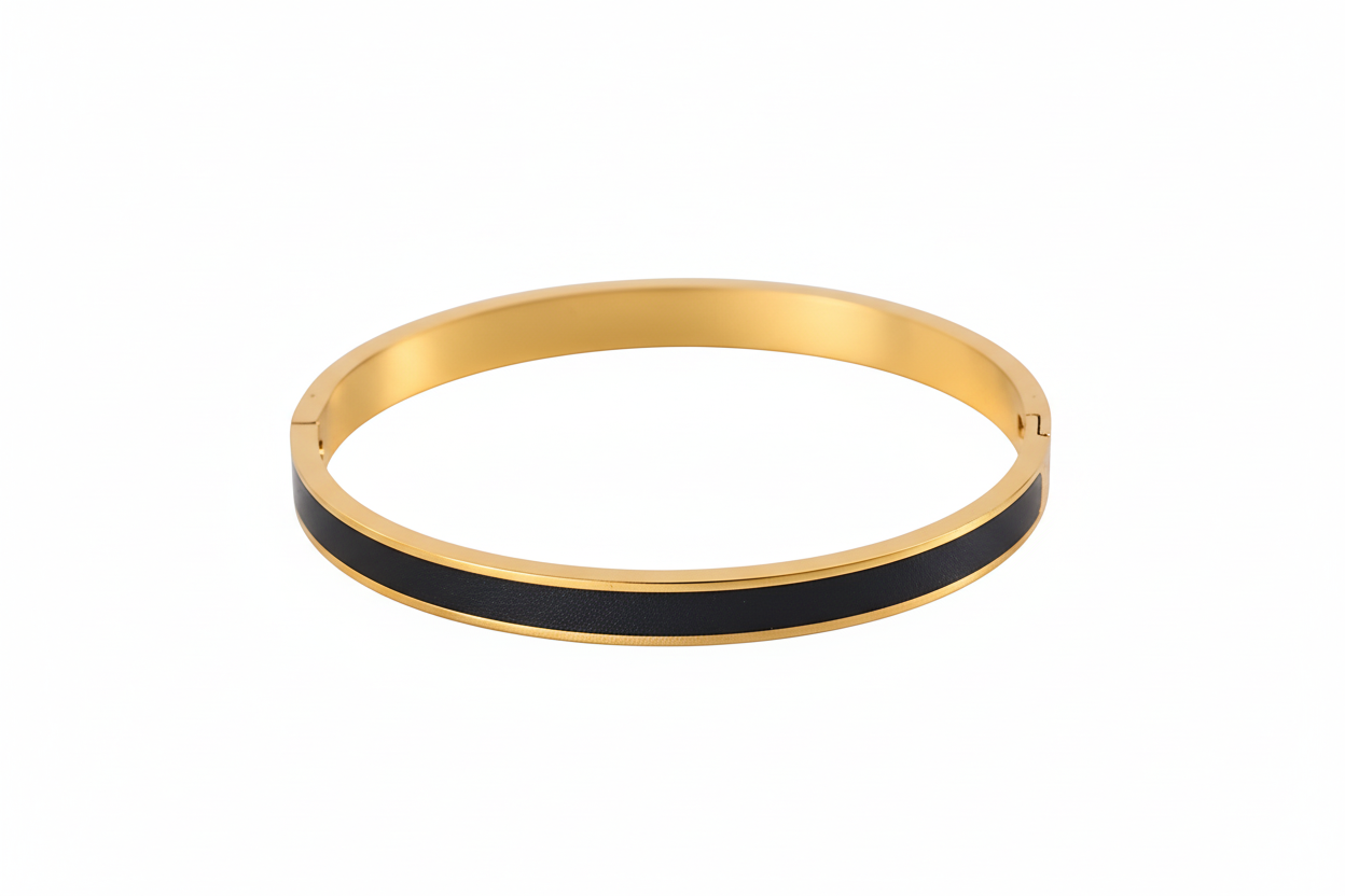 Black Shimmering Enamel Bangle