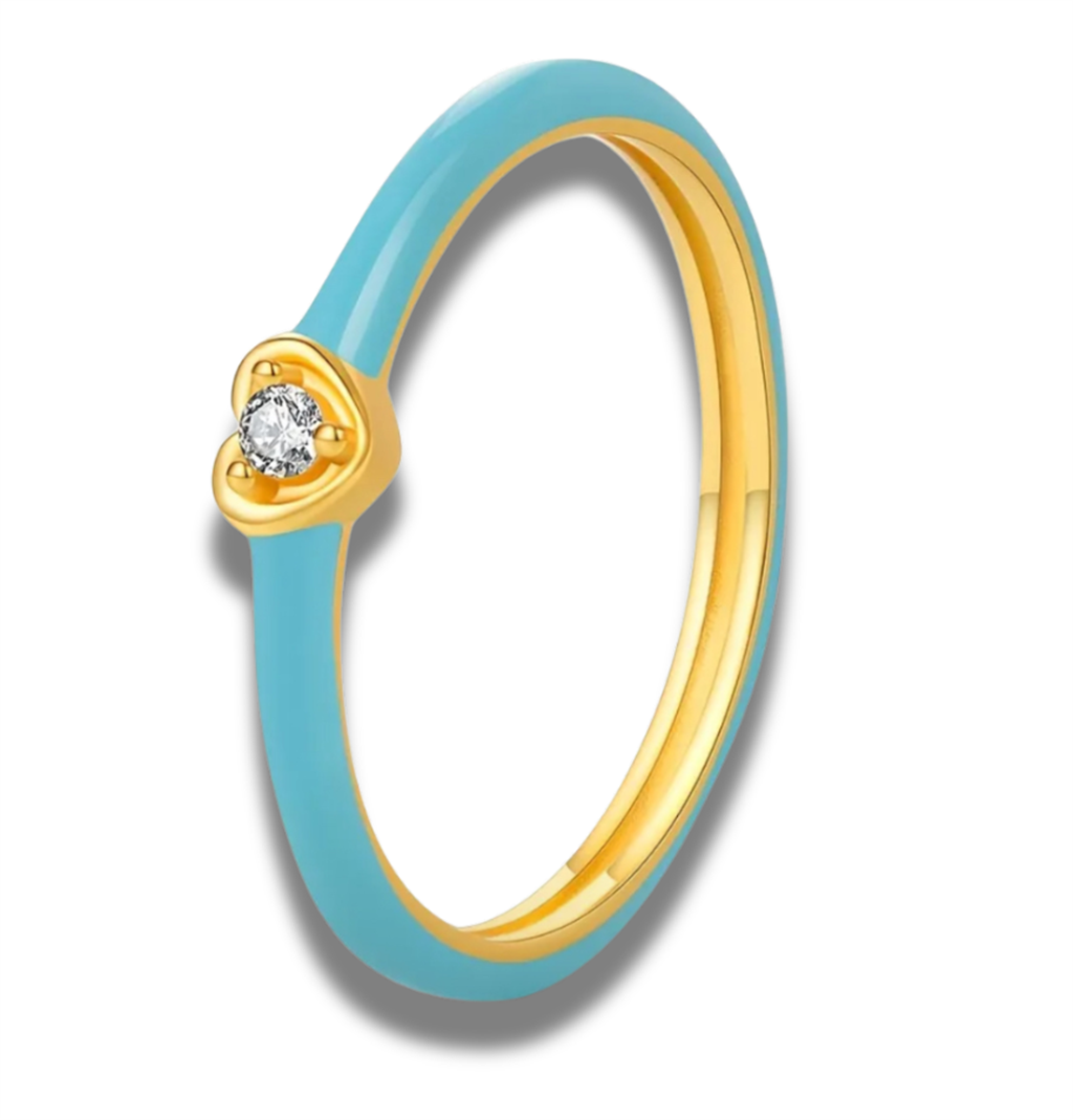 14K Vermeil & Blue Enamel Heart Ring