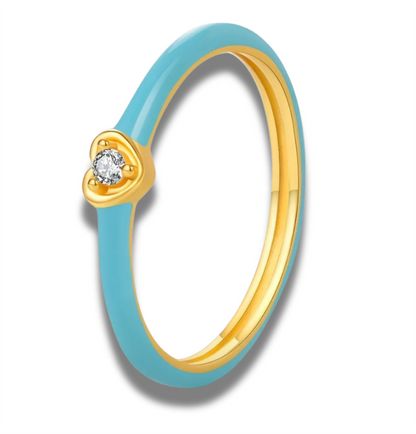 14K Vermeil & Blue Enamel Heart Ring