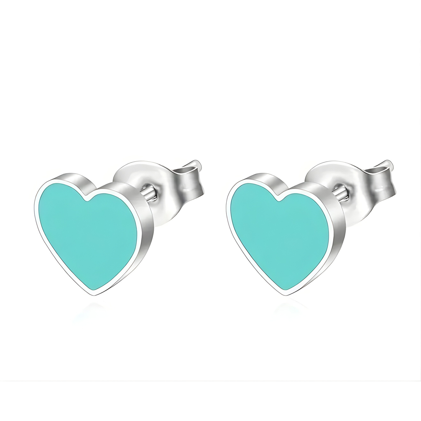 Turquoise Enamel Jane Heart Stud Earrings