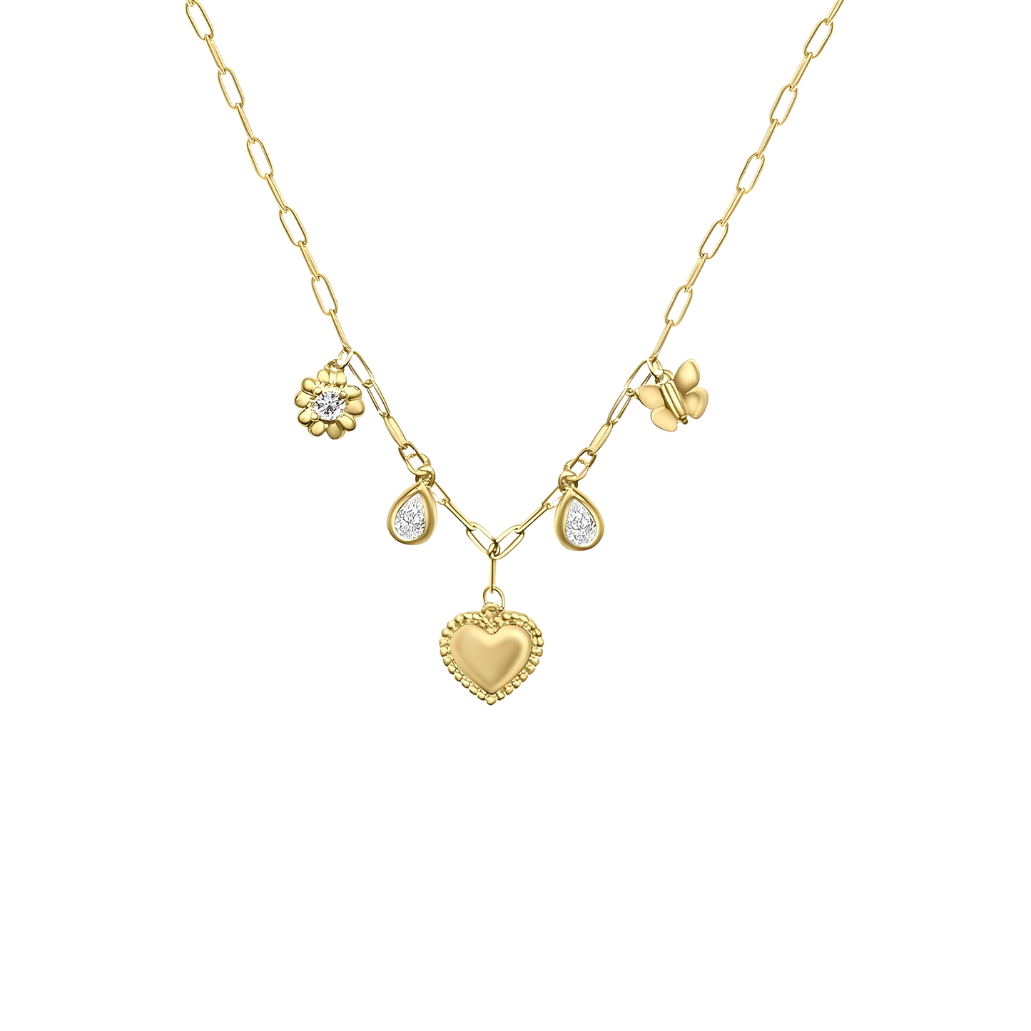 Gold Vermeil Jane Heart Pave Charm Necklace