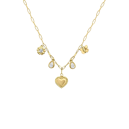 Gold Vermeil Jane Heart Pave Charm Necklace