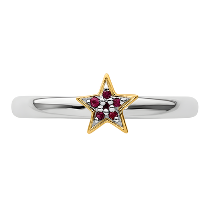 Two-Tone Izzy Ruby Star Ring