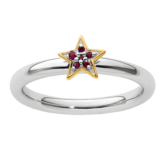 Two-Tone Izzy Ruby Star Ring