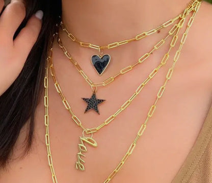Black Enamel Izzy Heart Necklace