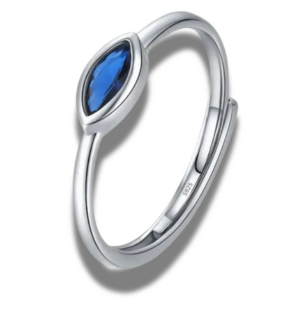 Sterling Silver Blue Marquee Ring