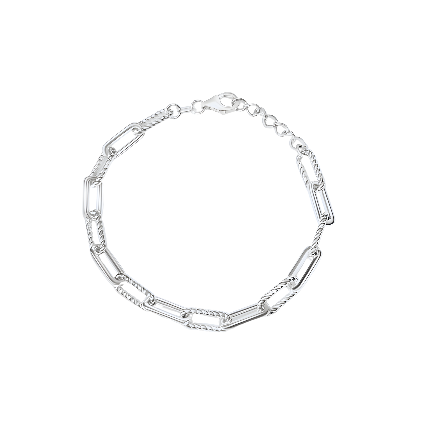 Sterling Silver Textured Papeclip Chain