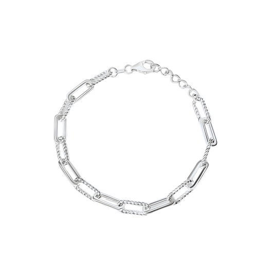 Sterling Silver Textured Papeclip Chain