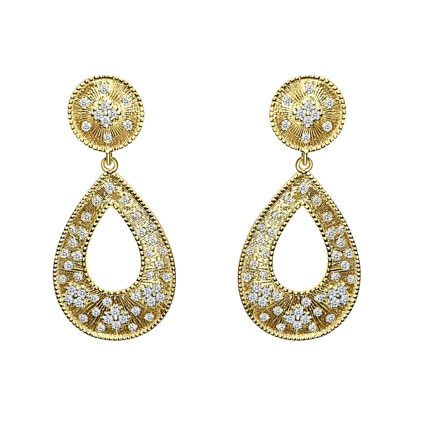 Gold Vermeil Diana Brushed Fleur Antique Drop Earrings
