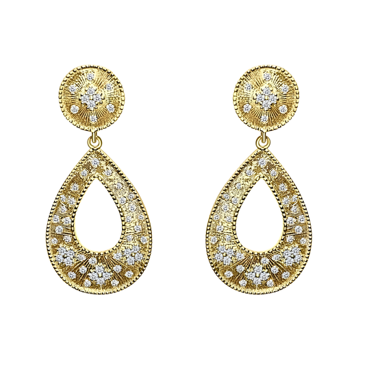 Gold Vermeil Diana Brushed Fleur Antique Drop Earrings