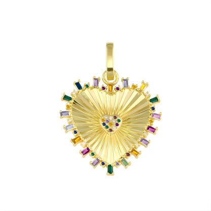 Gold Vermeil Julia Fluted Rainbow Heart Charm