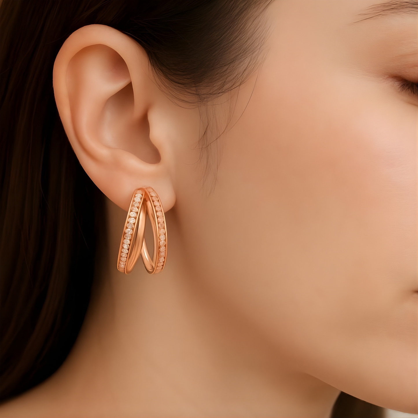 Rose Vermeil Maria Twisted Hoop Earrings