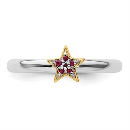Two-Tone Izzy Ruby Star Ring