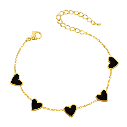 Pink Enamel Jane Heart Chain Link Bracelet