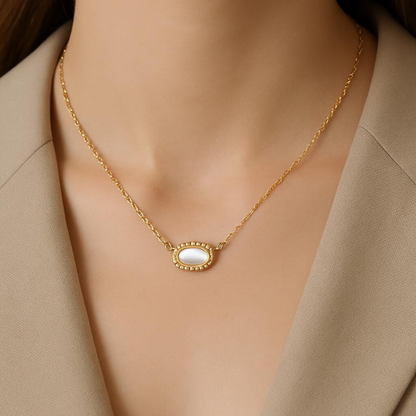 Gold Plated Blue Enamel Presley Halo Necklace