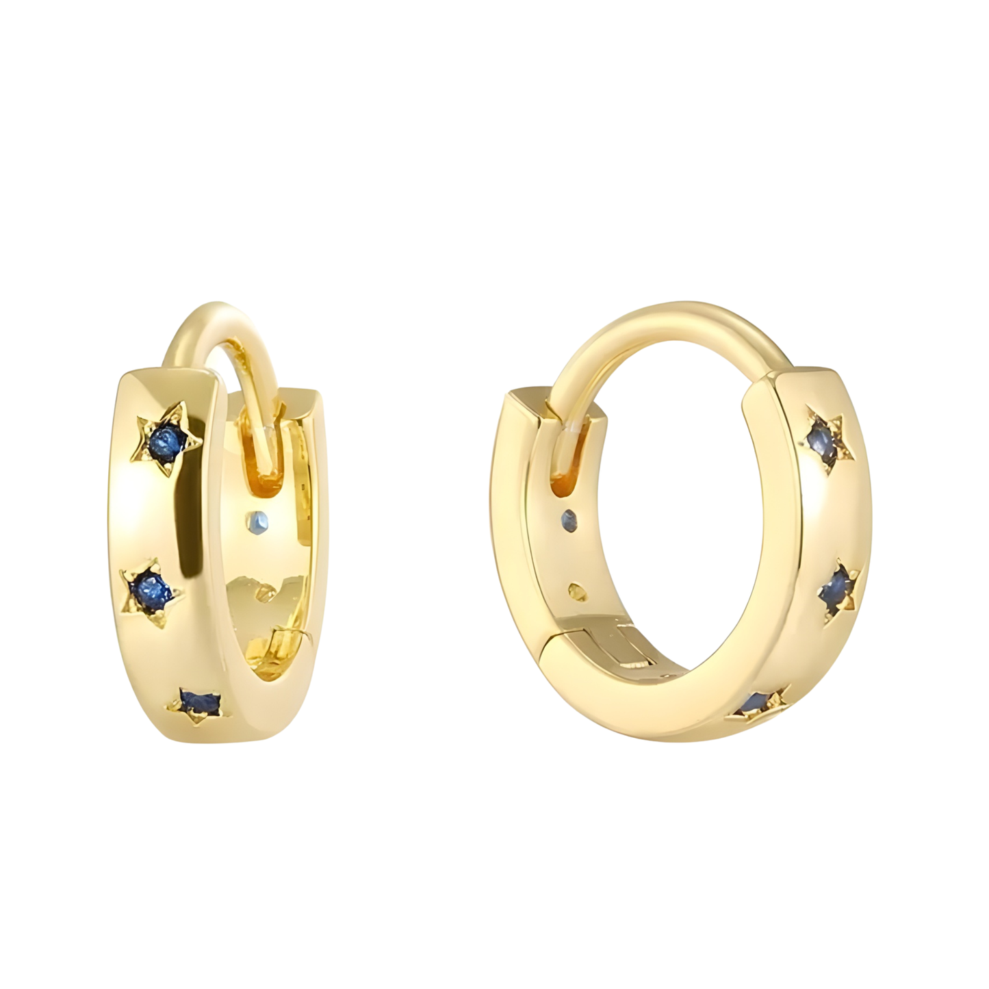Gold Vermeil Jena Blue Star Small Hoop Earrings