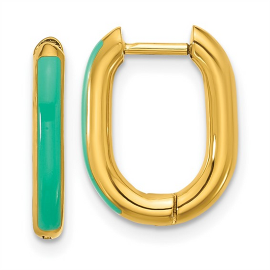 Kenna Enamel Oval Hoop Earrings