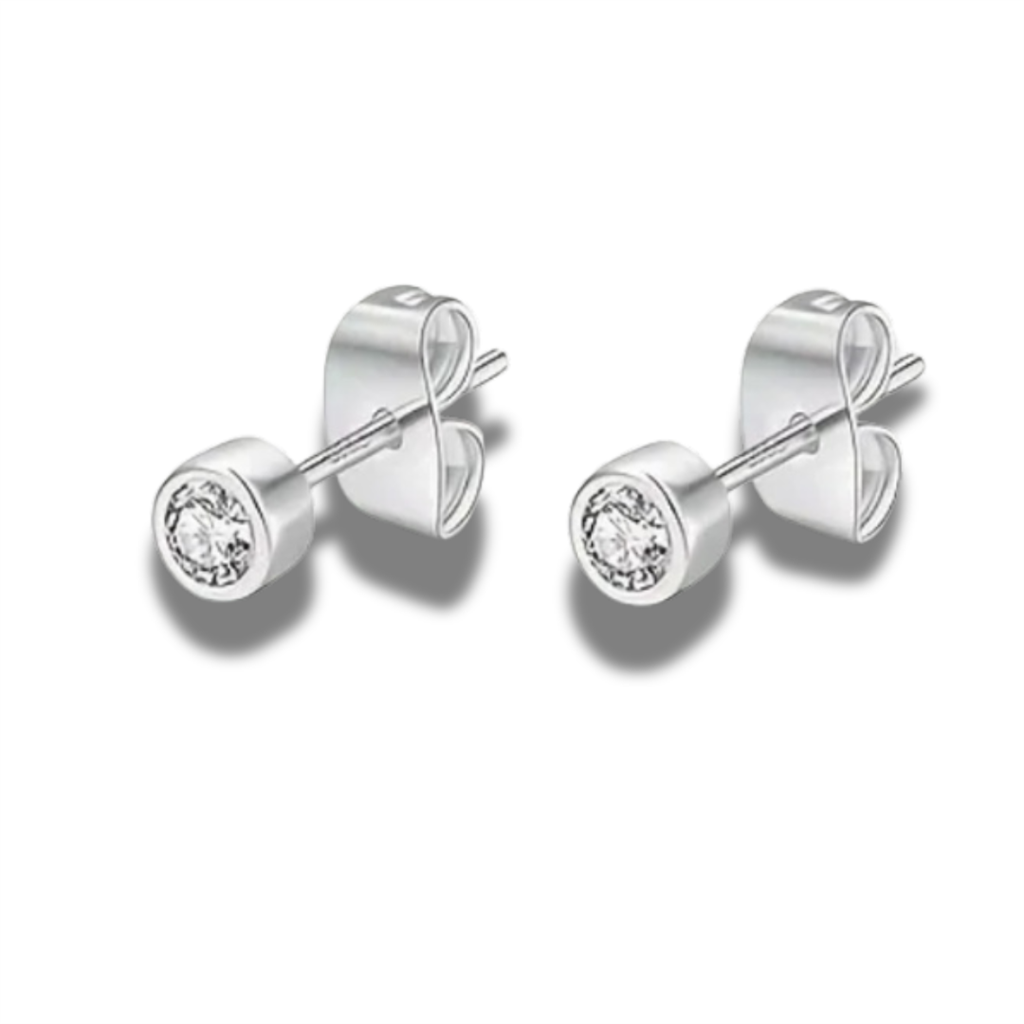 Sterling Silver Bezel Set Earrings