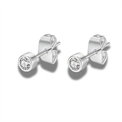Sterling Silver Penny Bezel Set Earrings