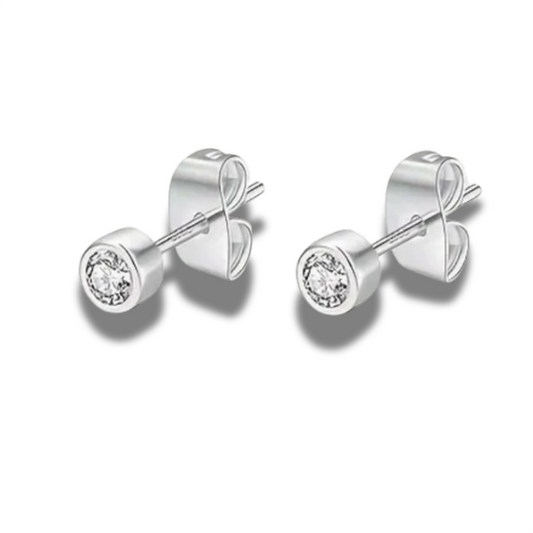 Sterling Silver Bezel Set Earrings