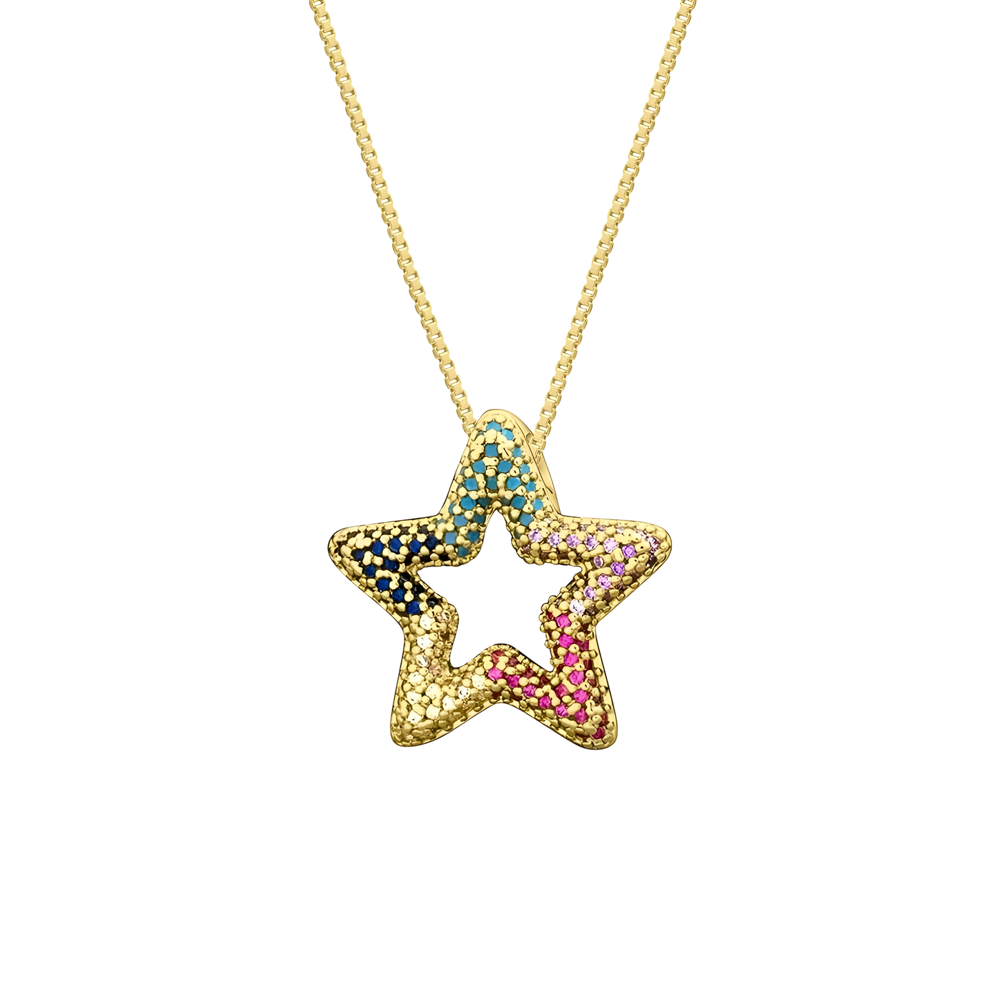 Gold Plated Marla Multicolor Star Pendant/Necklace