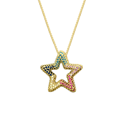 Gold Plated Marla Multicolor Star Pendant/Necklace