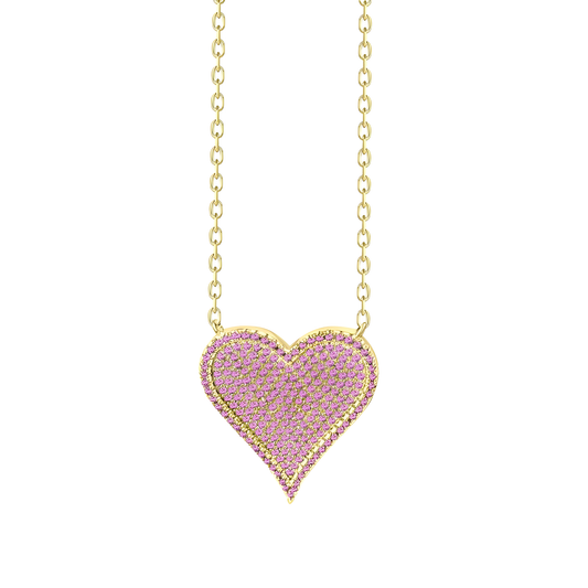 Gold Vermeil Jane Pink Heart Pendant Necklace