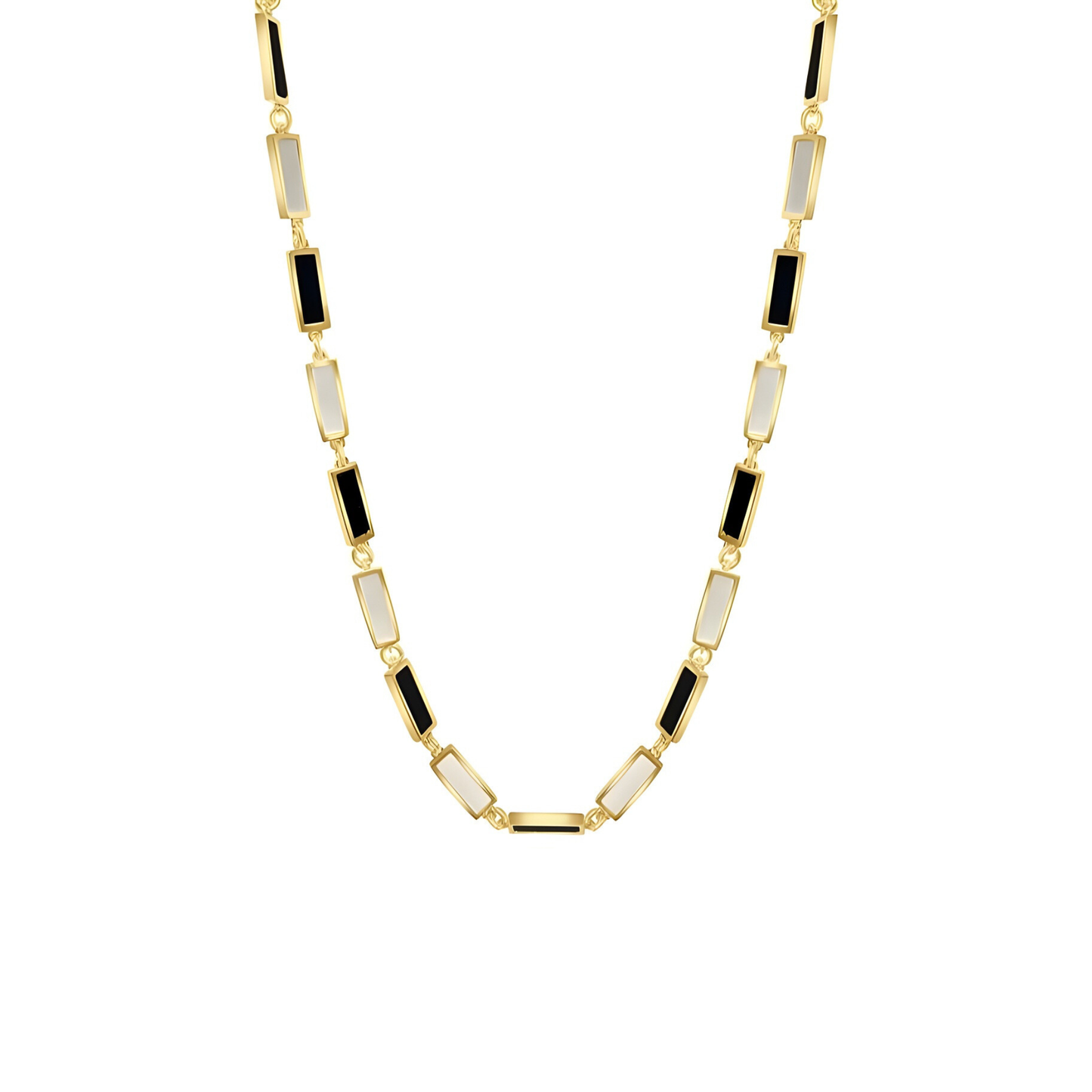 Gold Vermeil Angela Mother of Pearl & Black Onyx Necklace
