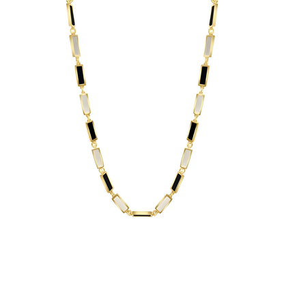 Gold Vermeil Angela Mother of Pearl & Black Onyx Necklace