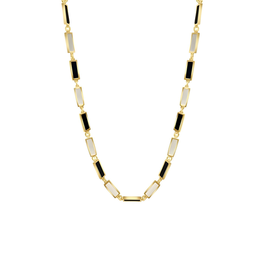 Gold Vermeil Angela Mother of Pearl & Black Onyx Necklace