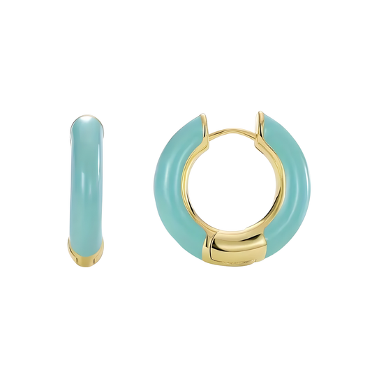 Gold Plated Gretchen Turquoise Enamel Earrings