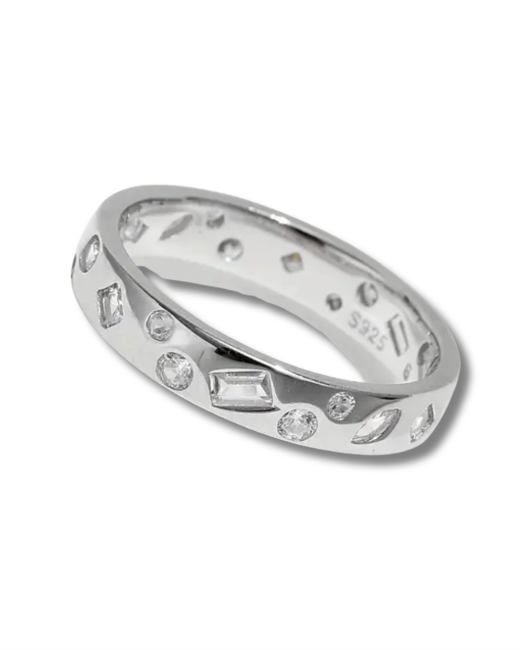 Sterling Silver Mélange Bezel Set Stone Ring