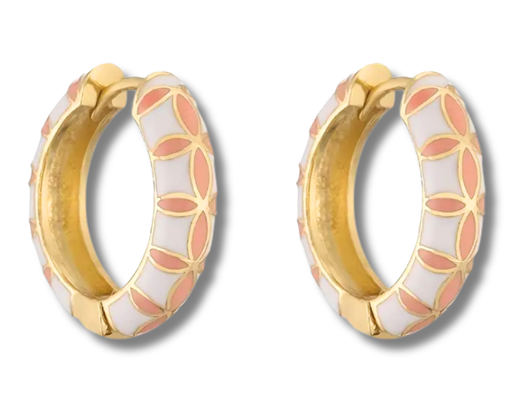 14K Vermeil Spanish Enamel Huggie Earrings