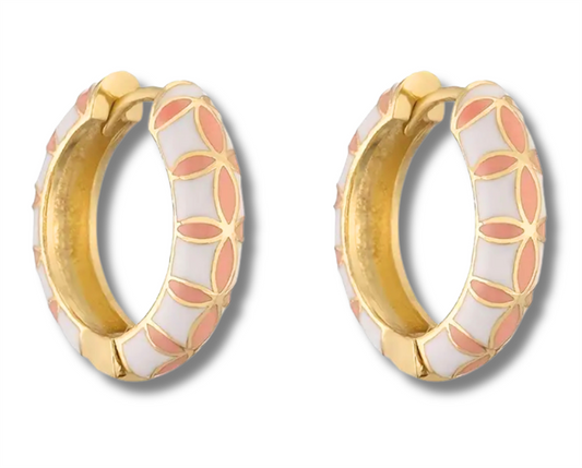 14K Vermeil Spanish Enamel Huggie Earrings