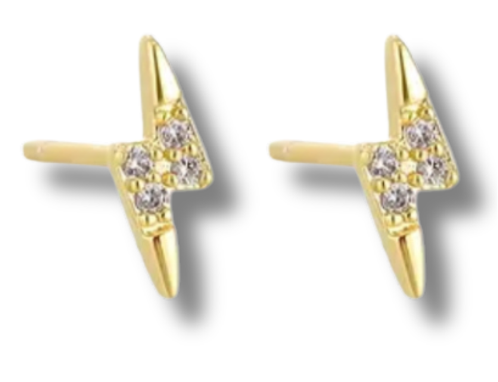 14K Vermeil Lightening Bolt Studs