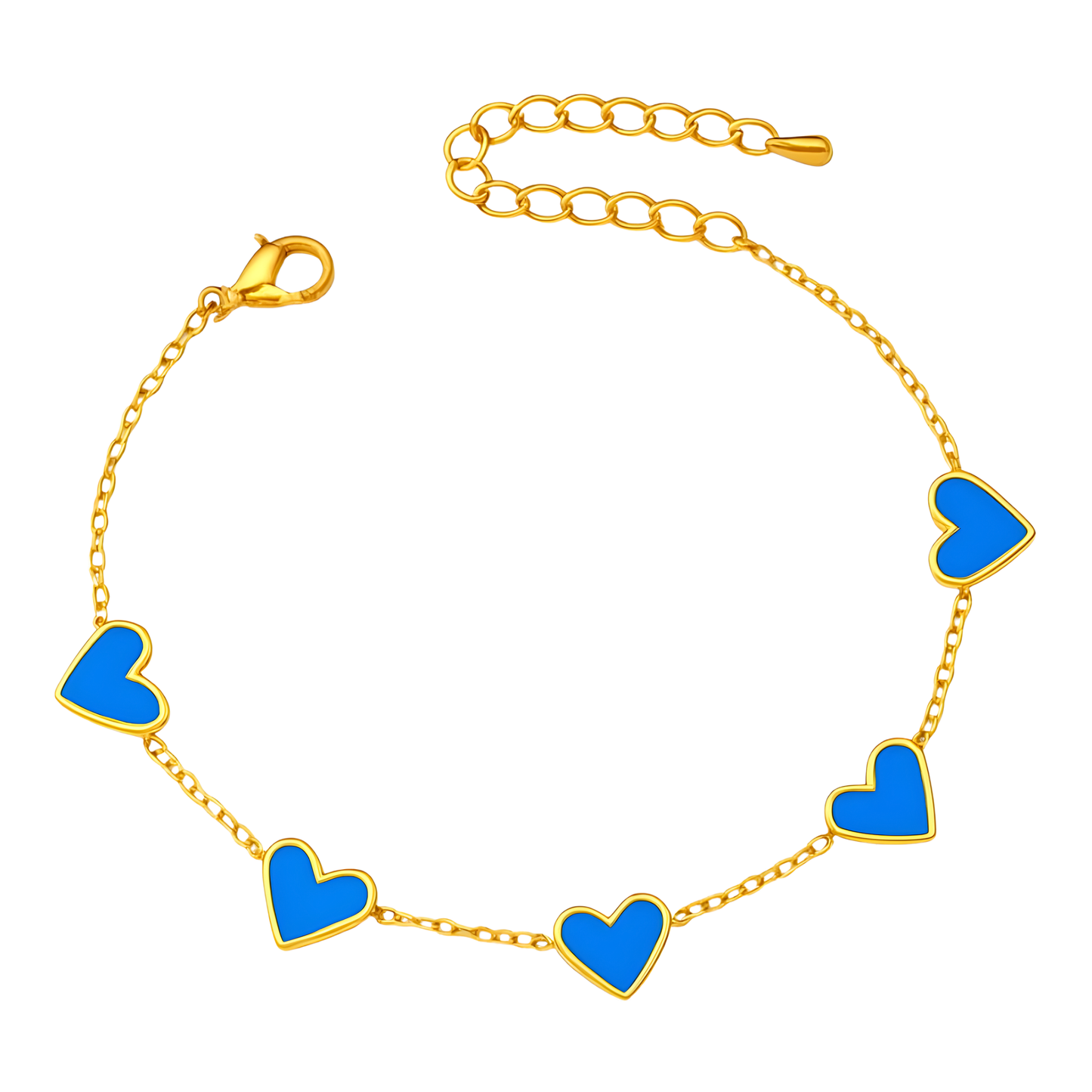 Malachite Jane Enamel Heart Chain Link Bracelet