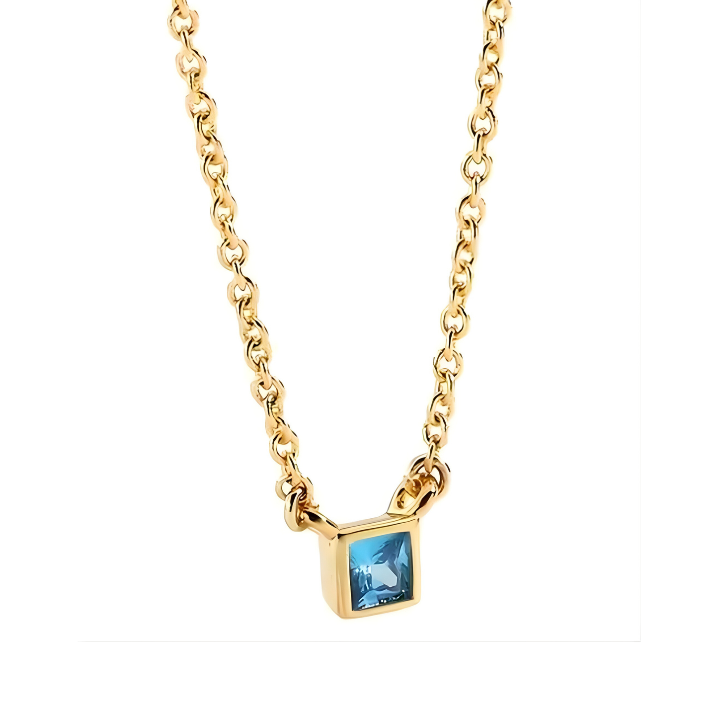 Gold Plated Stacey Blue Capri Necklace