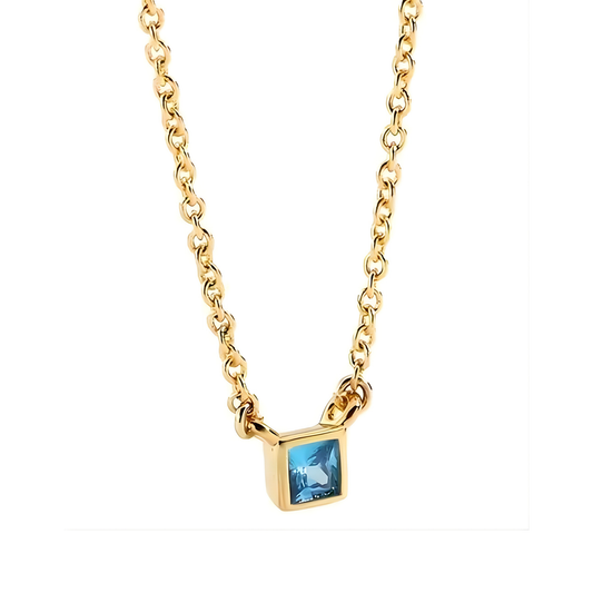 Gold Plated Stacey Blue Capri Necklace